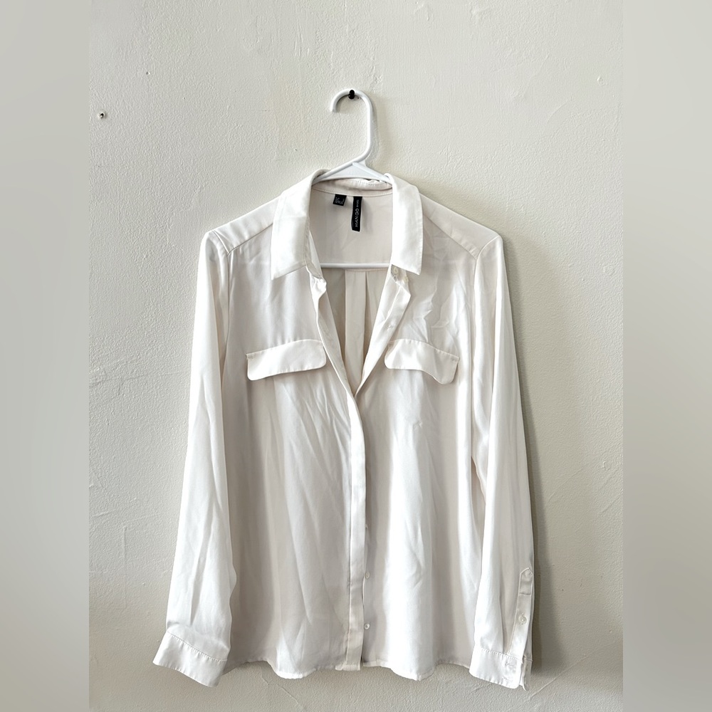 H&M Button Front sheer blouse- White